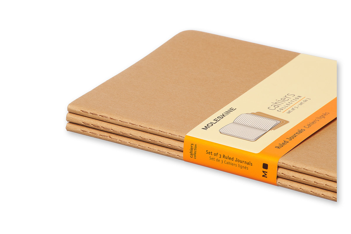 Moleskine Cahier notes, okładka kartonowa, zestaw 3 sztuki, papier do pakowania brązowy Large S04983