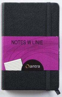 Antra Notes A6, linia, czarny z czarną gumką
