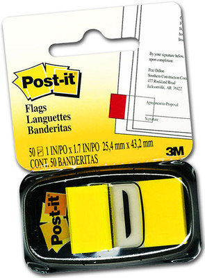 Zakładki indeksujące Post-it®, szerokie, żółte, 25,4x43,2mm, 50 zakładek