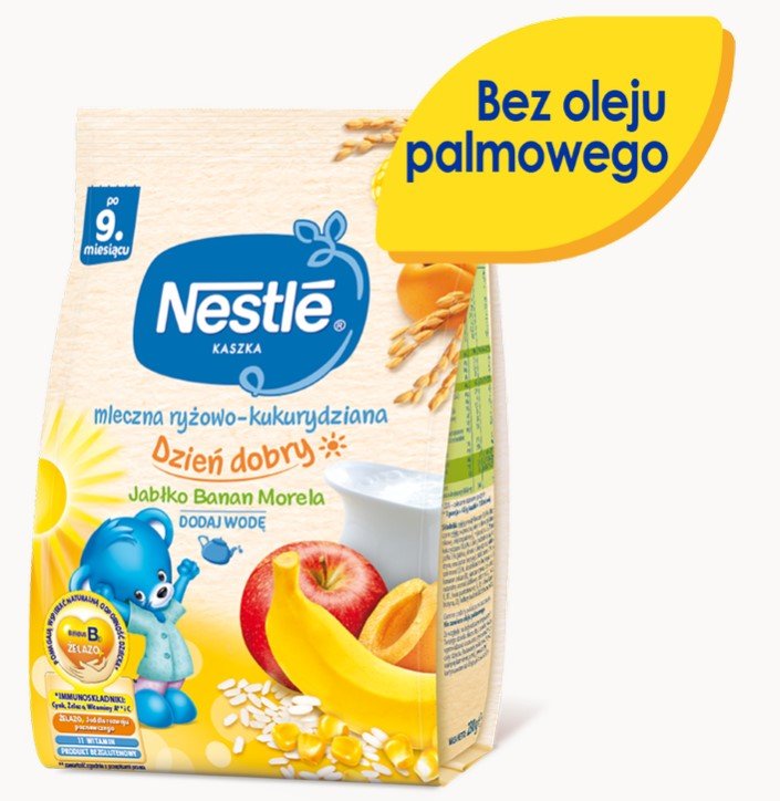 Nestle Dzień dobry Kaszka mleczna ryżowo-kukurydziana banan jabłko morela po 9 miesiącu 230g