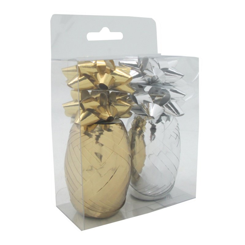 Zestaw do pakowania prezentów, wstążki i rozetki, złoto-srebrny