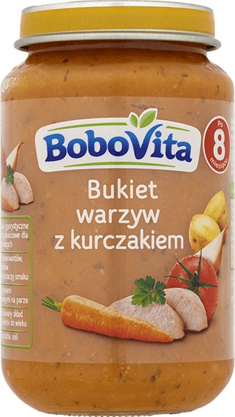 Bobovita BOBOVITA OBIADEK BUKIET WARZYW ZE ZŁOTYM KURCZAKIEM PO 8 MIESIĽCU 190 G 16100406