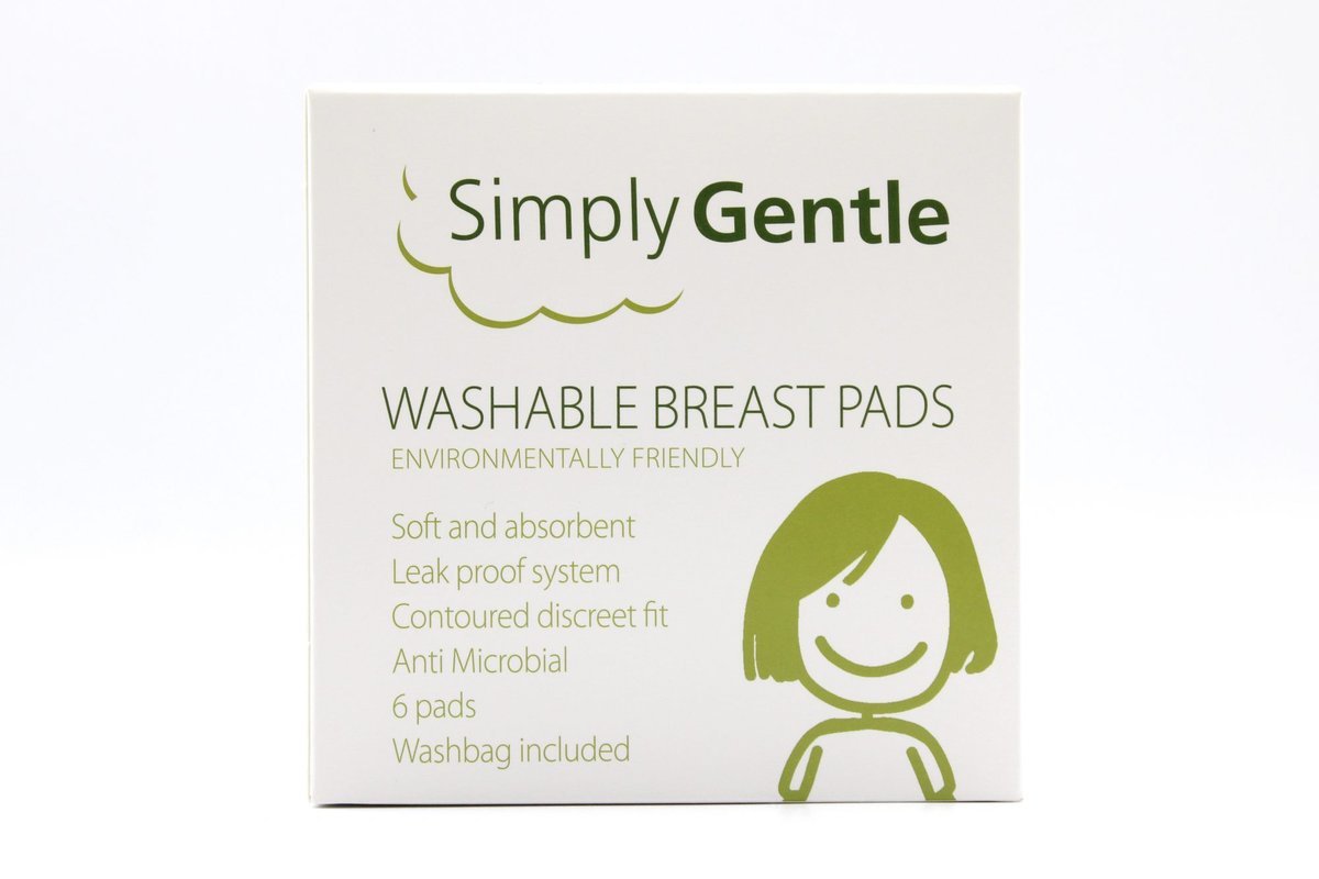 Simply Gentle Wielorazowe Wkładki Laktacyjne w Pudełku, 6 szt., z woreczkiem do prania, bazanowaodlotowa2-1193-uniw