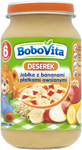 Nutricia Bobovita, Deserek, Jabłka z bananami i płatkami owsianymi, 190 g, 6m+