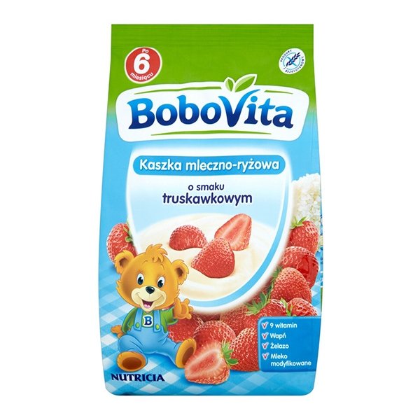 Bobovita Kaszka mleczno-ryżowa o smaku truskawkowym