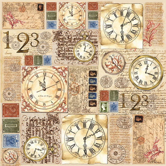 Stamperia by Box serwetka ryżowa do decoupage, zegary
