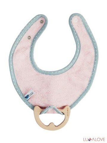 LullaLove supeRRO Baby ECO, Śliniak z Drewnianym Gryzakiem, RÓŻOWY LLV08367 [6772706]