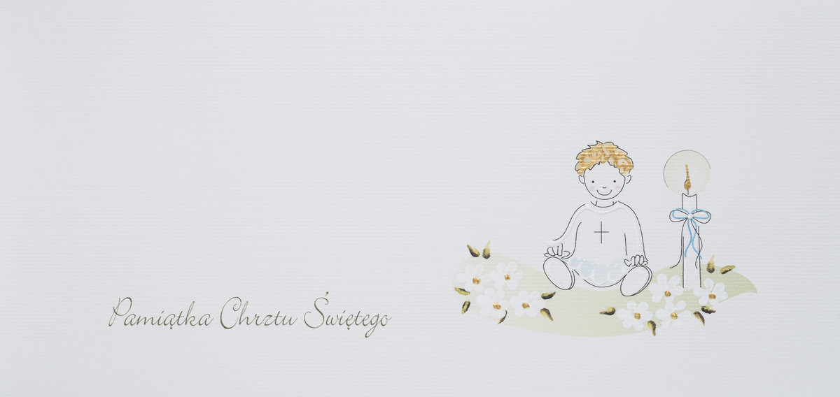 Karnet Chrzest DL C06 Świeca Chłopiec