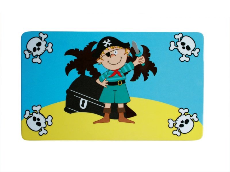 Deska do krojenia OOTB Mały pirat, niebiesko-żółta, 23x14 cm