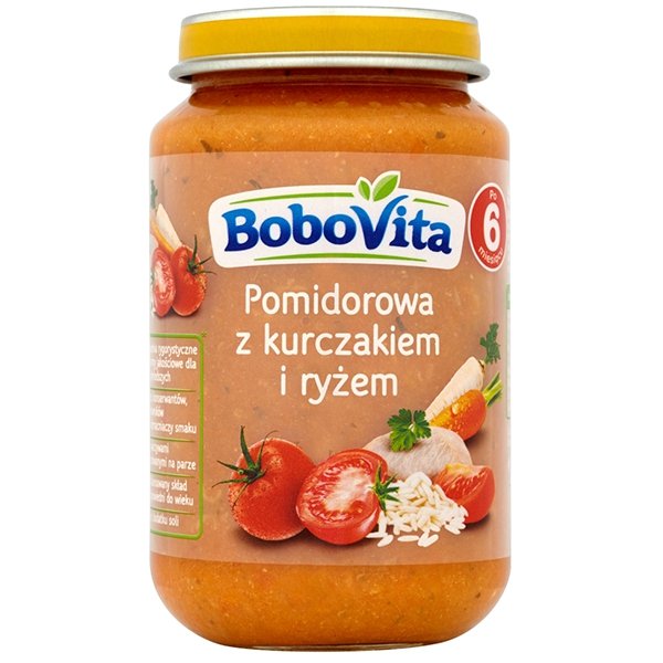 Bobovita Nutricia Zupka, tradycyjna pomidorowa z kurczakiem i ryżem, 190 g