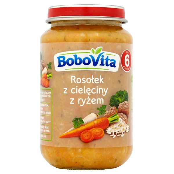 BOBOVITA Obiadek BIO - delikatny rosół z cielęciny z ryżem - bez glutenu, mleka i soli po 6 miesiącu