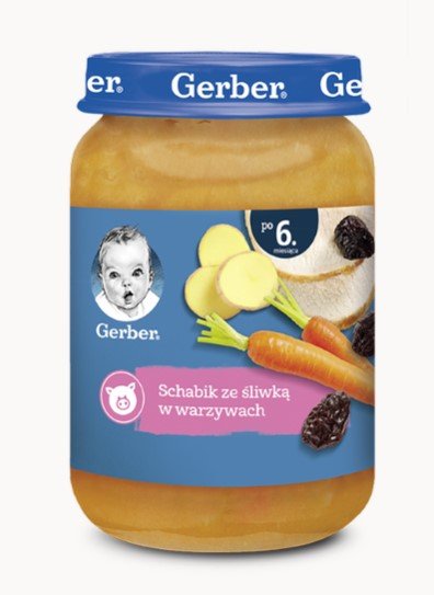 Gerber Tradycyjny schabik ze śliwką w warzywach po 6 miesiącu - 190 g