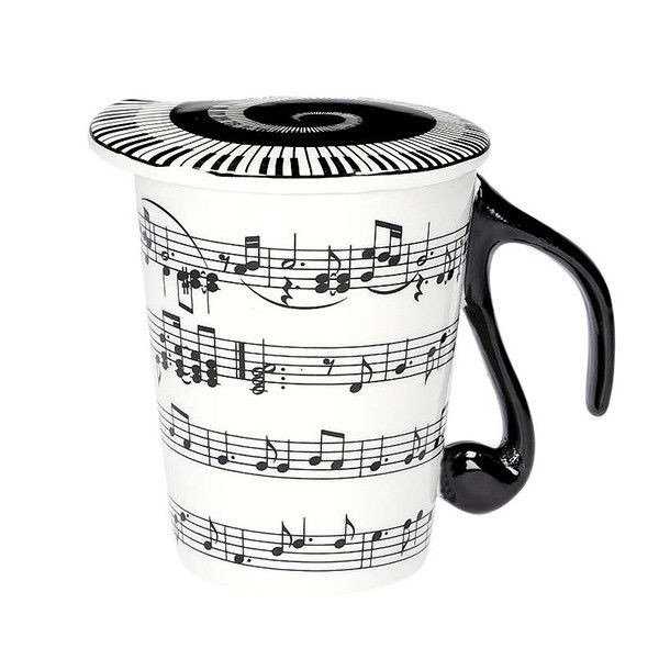 Gadget Master GM Kubek z pokrywką, uwertura, biało-czarny, 200 ml