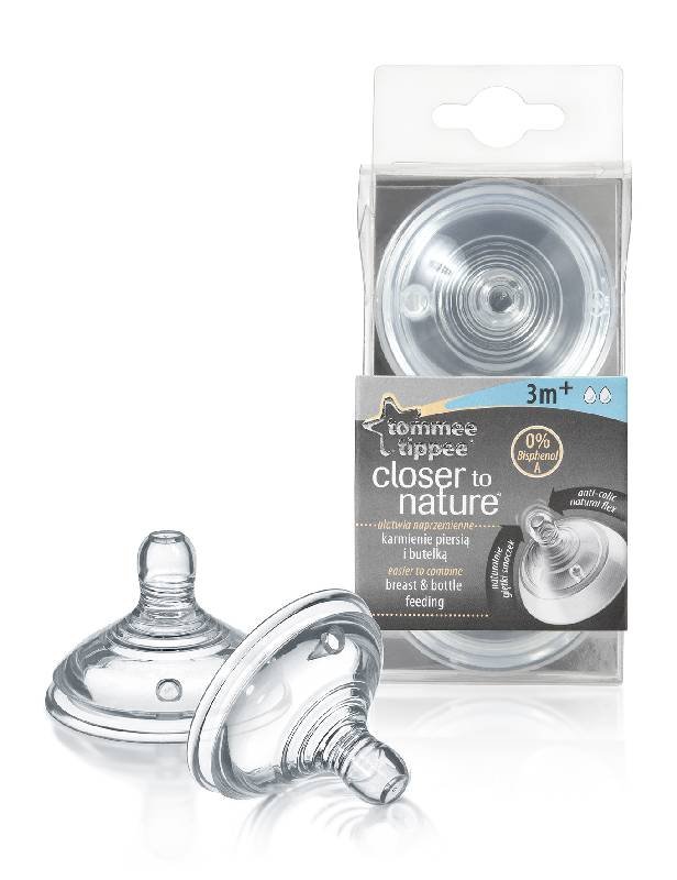 Tommee Tippee Smoczek antykolkowy CTN - 3m+, średni przepływ (2szt.)