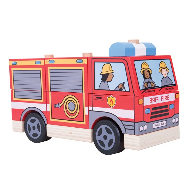 Bigjigs Toys Pojazd z klocków Straż Pożarna