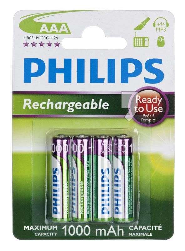 Philips R03B4RTU10/10 - 4 szt. Bateria ładowalna AAA MULTILIFE NiMH/1,2V/1000 mAh