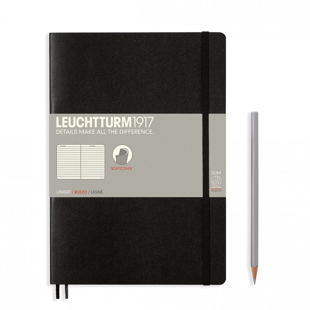 Leuchtturm, notes w linie, format B5, czarny