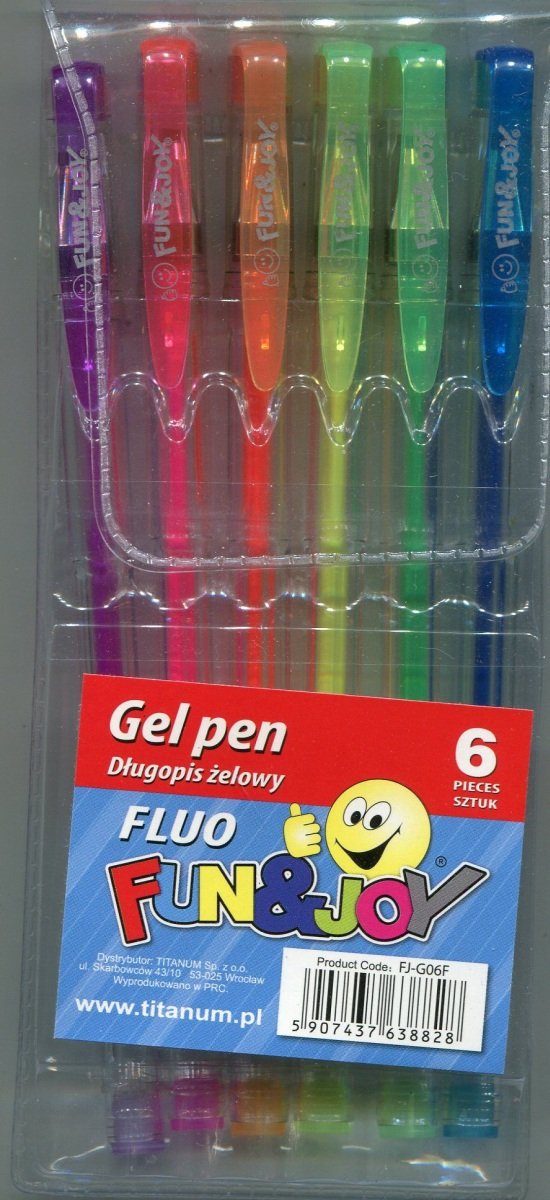 Titanum Długopis żelowy Fun & Joy fluo 6 kolorów