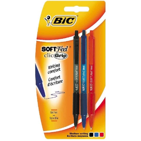 Zestaw długopisów, Soft Feel Click Grip Fine, 3 kolory
