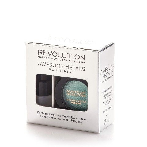 Makeup Revolution Awesome Metals Foil Finish metaliczny cień do powiek + podkład Emerald Goddes 1,5g