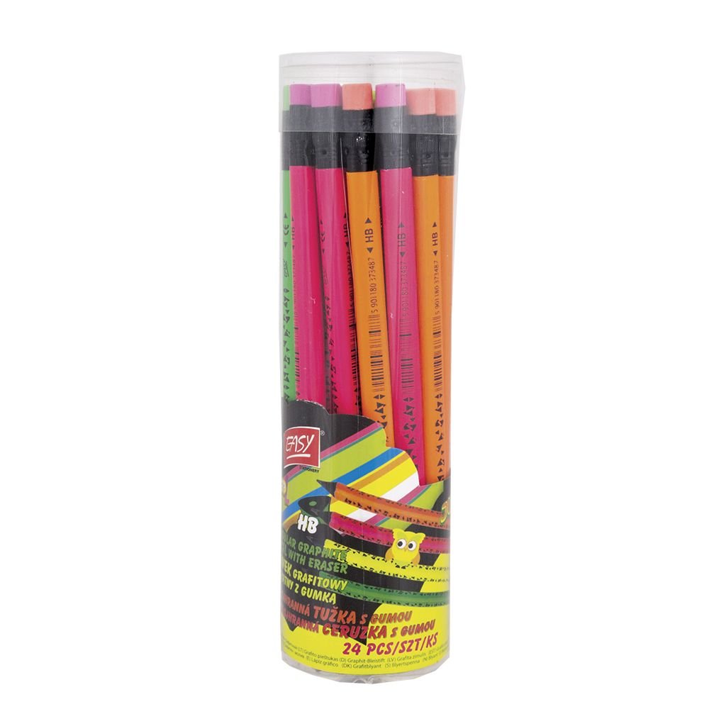 Spokey ołówek trójkątny Jumbo z gumką, 24 neonowe kolory