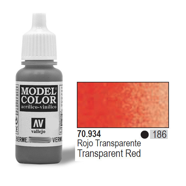 VALLEJO Farba Nr186 Tran sp Red 17mlTransparent