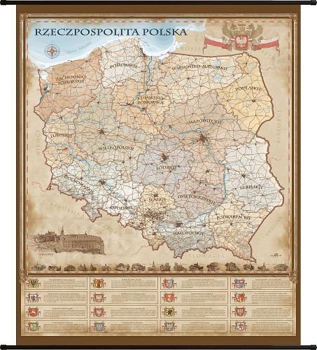 Rzeczpospolita Polska - mapa ścienna w stylu retro - Artglob