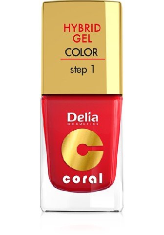 Delia Cosmetics Cosmetics, Coral Hybrid Gel, lakier do paznokci nr 01 czerwony, 11 ml