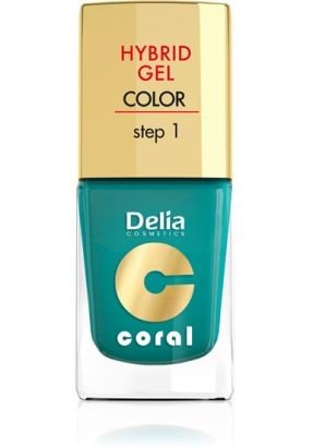 Delia Cosmetics Cosmetics, Coral Hybrid Gel, lakier do paznokci nr 10 metaliczna zieleń, 11 ml