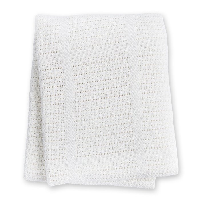 Lulujo, Kocyk bawełniany, tkany, 80x100 cm, Biały