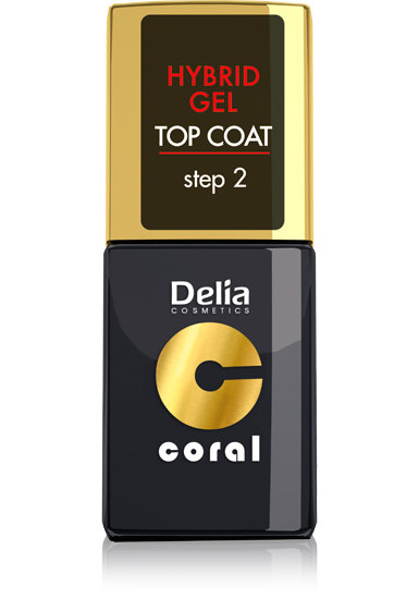 Delia Cosmetics Cosmetics, Coral Hybrid Gel, emalia do paznokci Top Coat, 11 ml