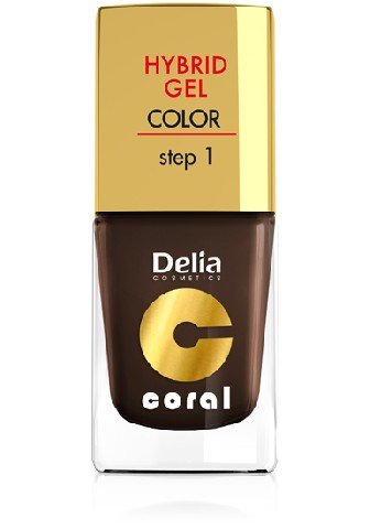 Delia Cosmetics Cosmetics, Coral Hybrid Gel, lakier do paznokci nr 07 ciemna czekolada, 11 ml