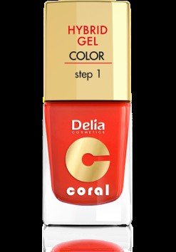 Delia Cosmetics Cosmetics, Coral Hybrid Gel, lakier do paznokci nr 14 pomarańczowa czerwień, 11 ml