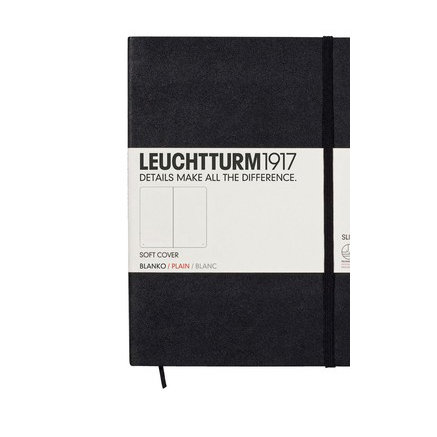 Leuchtturm, Notes Medium, 121 stron, gładki, czarny