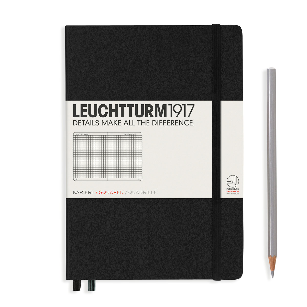 Notatnik Leuchtturm1917 Medium, notes w kratkę, A5, czarny