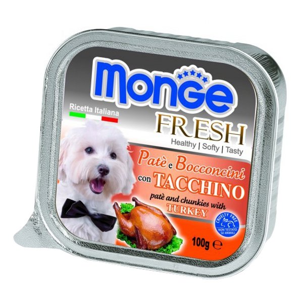 Monge Fresh pate' e bocconcini vaschetta con tacchino gr.100