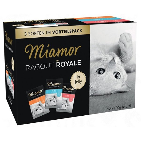 Miamor Ragout Royale Mix Galaretka - indyk, łosoś, cielęcina saszetki 12x100g