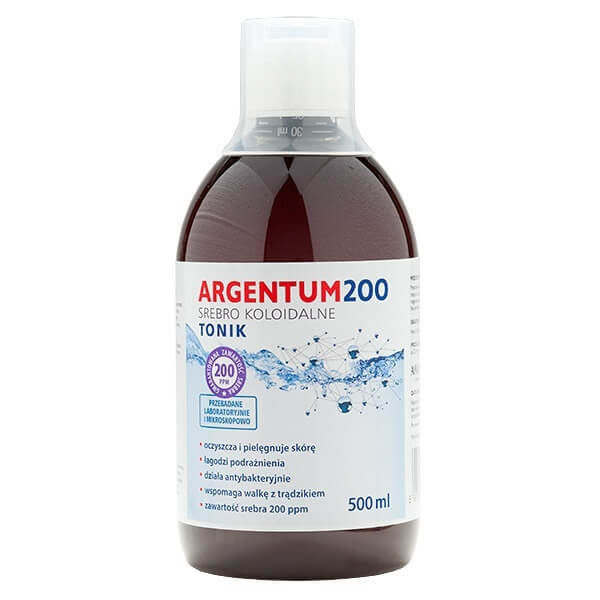 AURA HERBALS Argentum 200 tonik do twarzy 200PPM Srebro Koloidalne 500ml