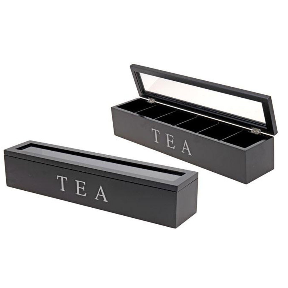 Pudełko na herbatę, czarne, 43x9x8,5 cm