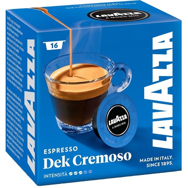 Lavazza Włoska kawa bezkofeinowa w kapsułkach import A Modo Mio Espresso Dek Cremoso, 16 szt.