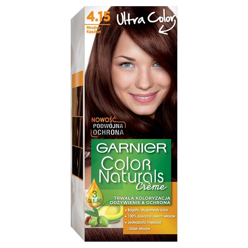 Garnier Color Naturals 4.15 Mroźny kasztan, odżywcza farba do włosów, do 100% pokrycia siwych włosów