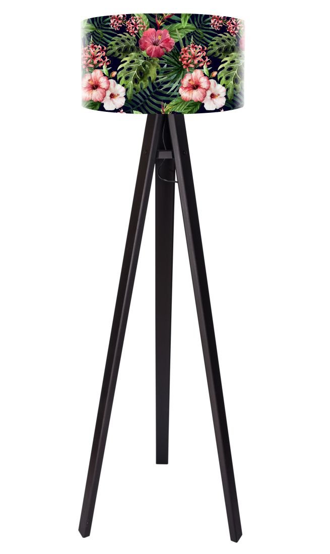 Macodesign Lampa podłogowa Czarna róża chińska tripod-foto-424p-cz, 60 W