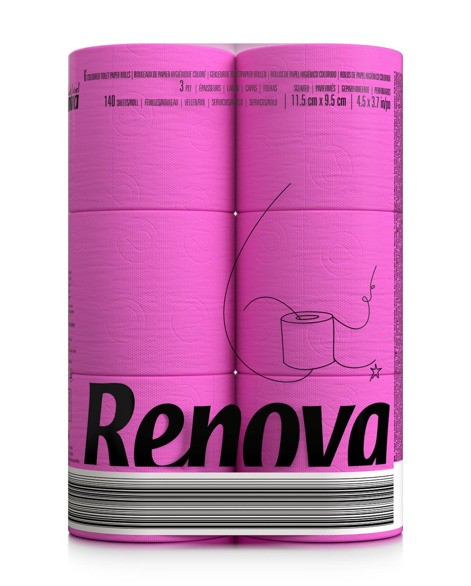 Renova Papier toaletowy RENOVA, różowy, 6 szt.