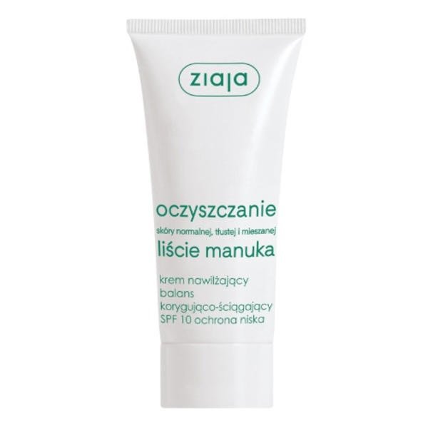 Ziaja OCZYSZCZANIE Liście Manuka Krem nawilżający SPF10 50ml