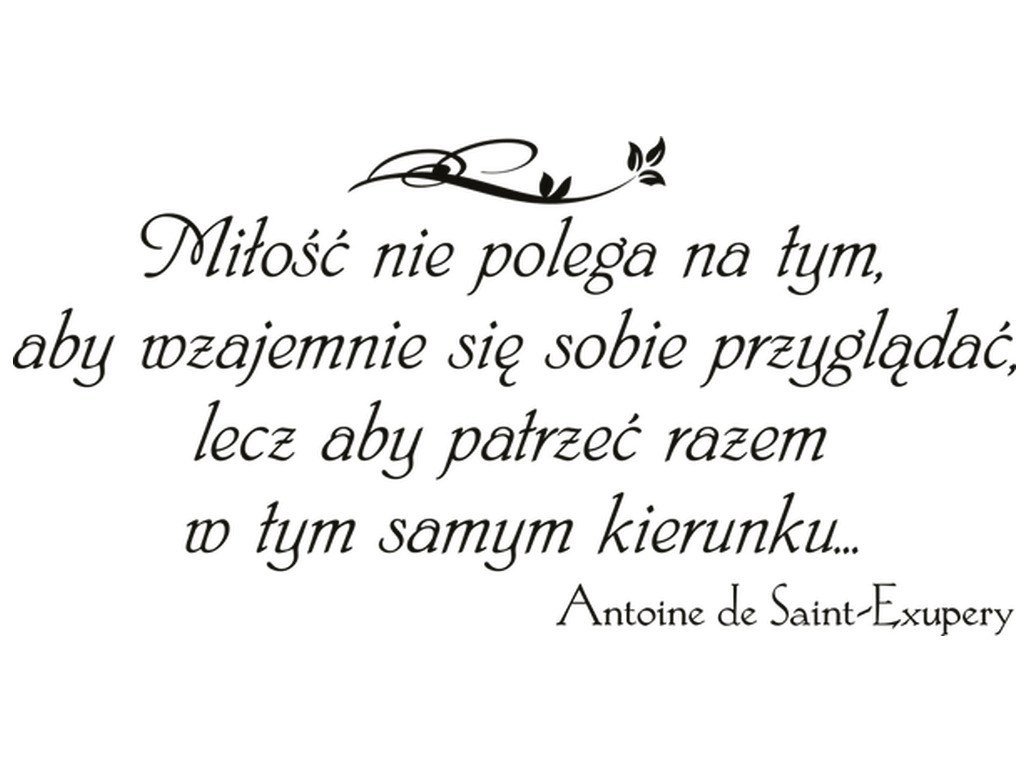 Cytaty, Miłość nie polega na tym aby wzajemnie się sobie przyglądać, Naklejka ścienna, 100x50 cm