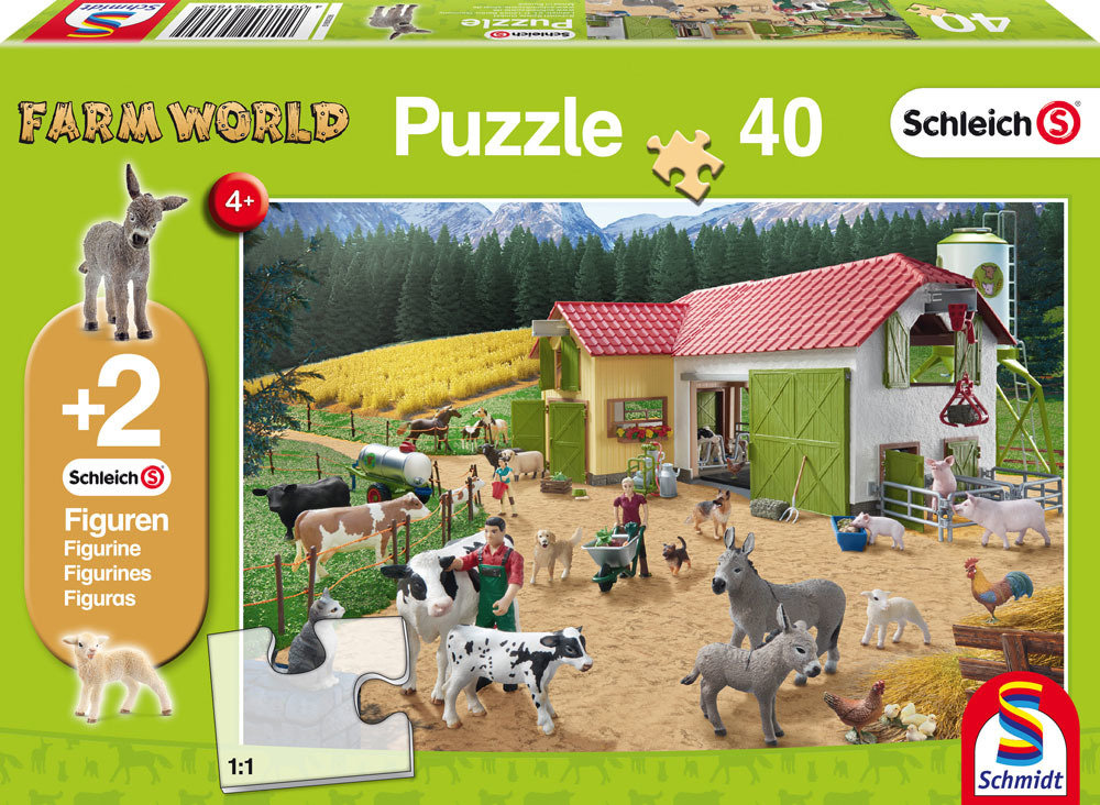 Schmidt Spiele Puzzle 40 el. SCHLEICH Dzień na farmie + 2 figurki 22891