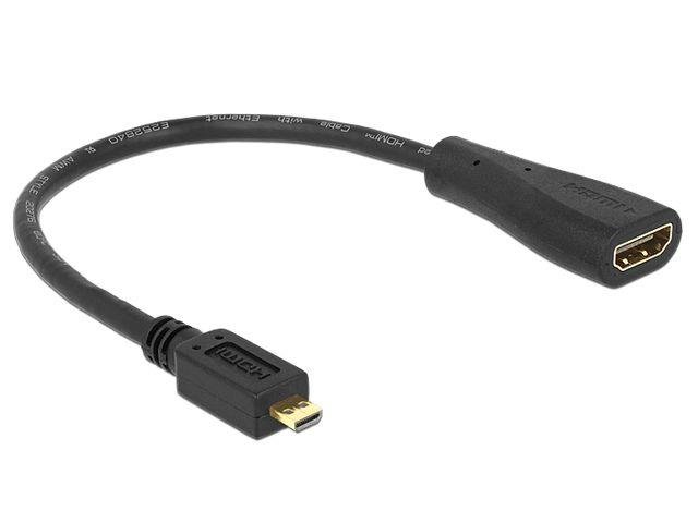 Delock Kabel HDMI 65391 - 0.23 m, micro HDMI (D) - HDMI (A), męskie - żeńskie