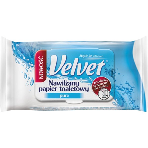 Velvet Care Nawilżany papier toaletowy VELVET Pure, 42 szt.