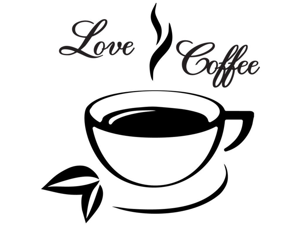 Cytaty, Love Coffee, Naklejka ścienna, 100x100 cm