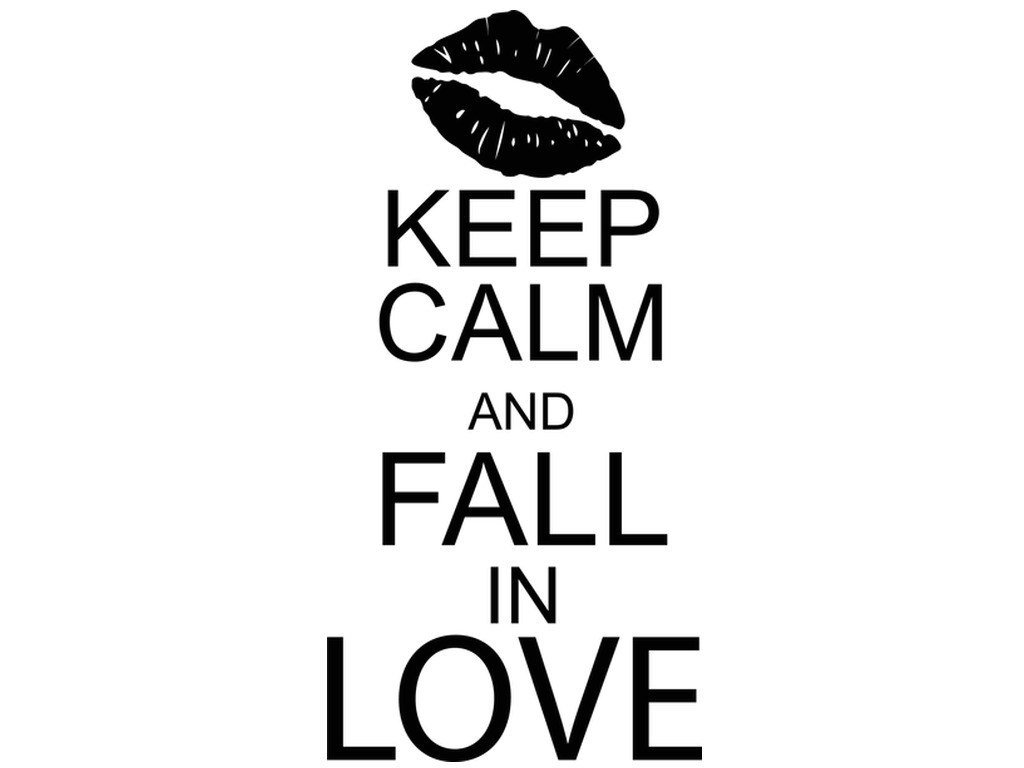 Cytaty, Keep calm and fall in love, Naklejka ścienna, 100x200 cm